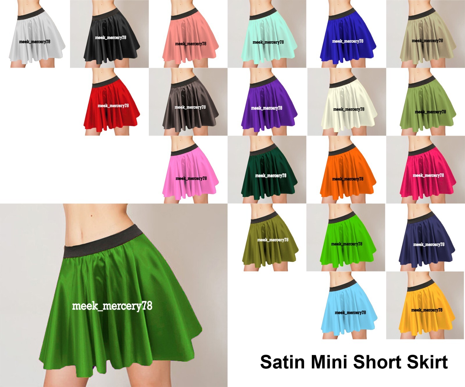 Satin Mini Short Skirts Sexy Casual Wear Retro Elastic Waist
