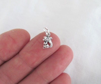 Very small Sterling Silver Squirrel mini tiny charm