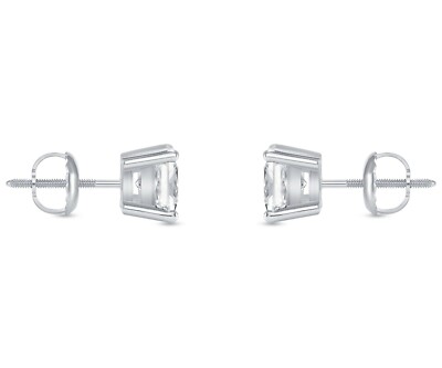 Pre-owned Shine Brite With A Diamond 2.75 Ct Princess Cut Earrings Studs Solid 14k White Gold Screw Back Basket In White/colorless