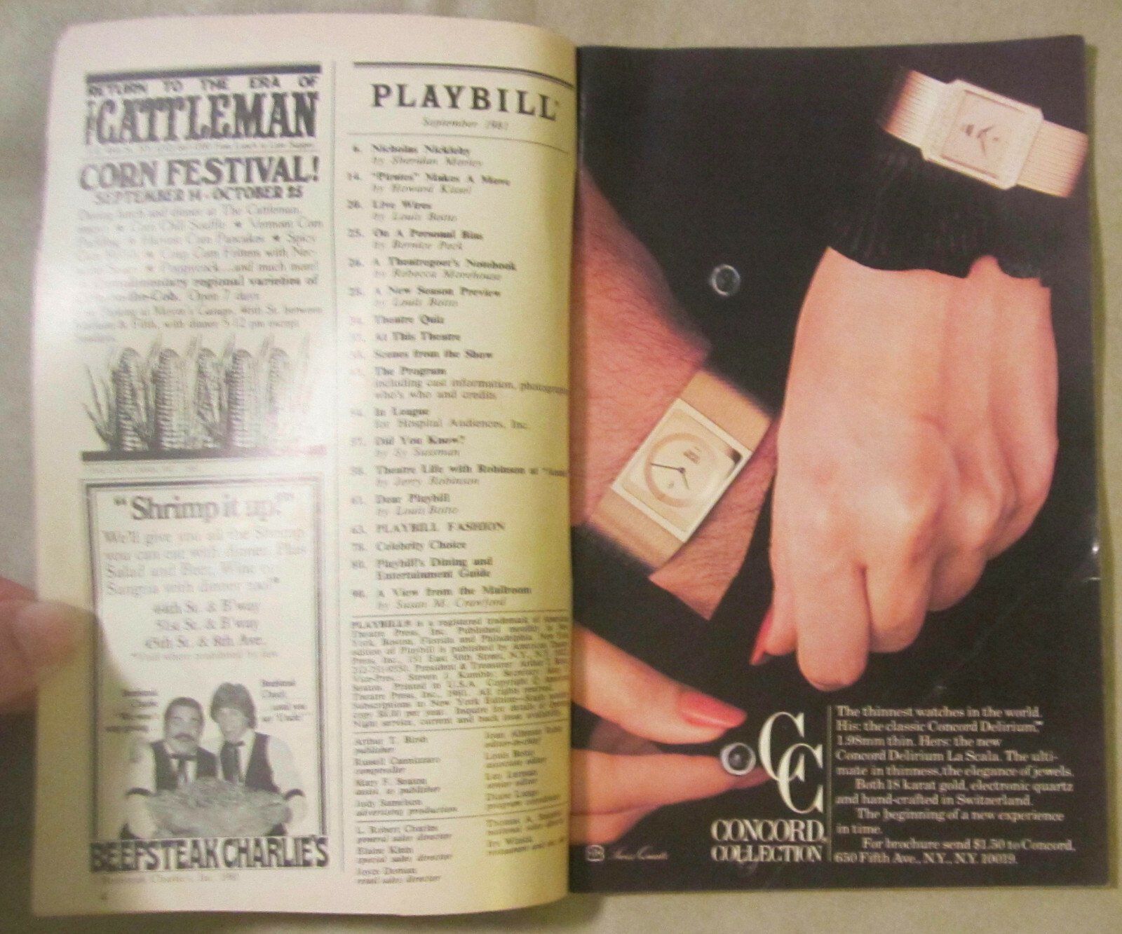 Playbill,The Mark Hellinger Theatre,Sept.'81,