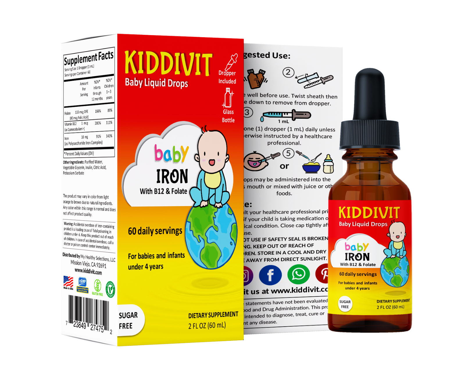 Kiddivit Baby Lactase Drops 1000 Units Sugar Free