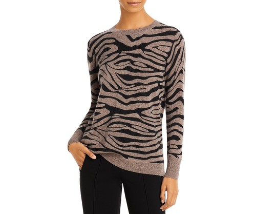 C by Bloomingdale's 289973 Zebra Print Cashmere Sweater Size C by Bloomingdale's 289973 Zebra Print Cashmere Sweater Size