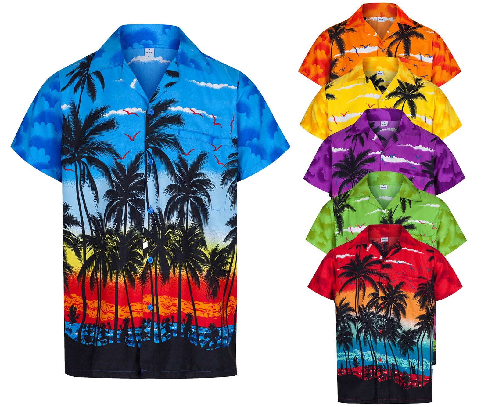 ［新品未着用］PALM TREE OPEN COLLAR ALOHA SHIRT Vintage Cotton Aloha Shirt Hawaiian Shirt Open Collar Black