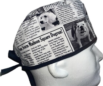 Canine Chronicles Newspaper Scrub Hat Chemo Cap