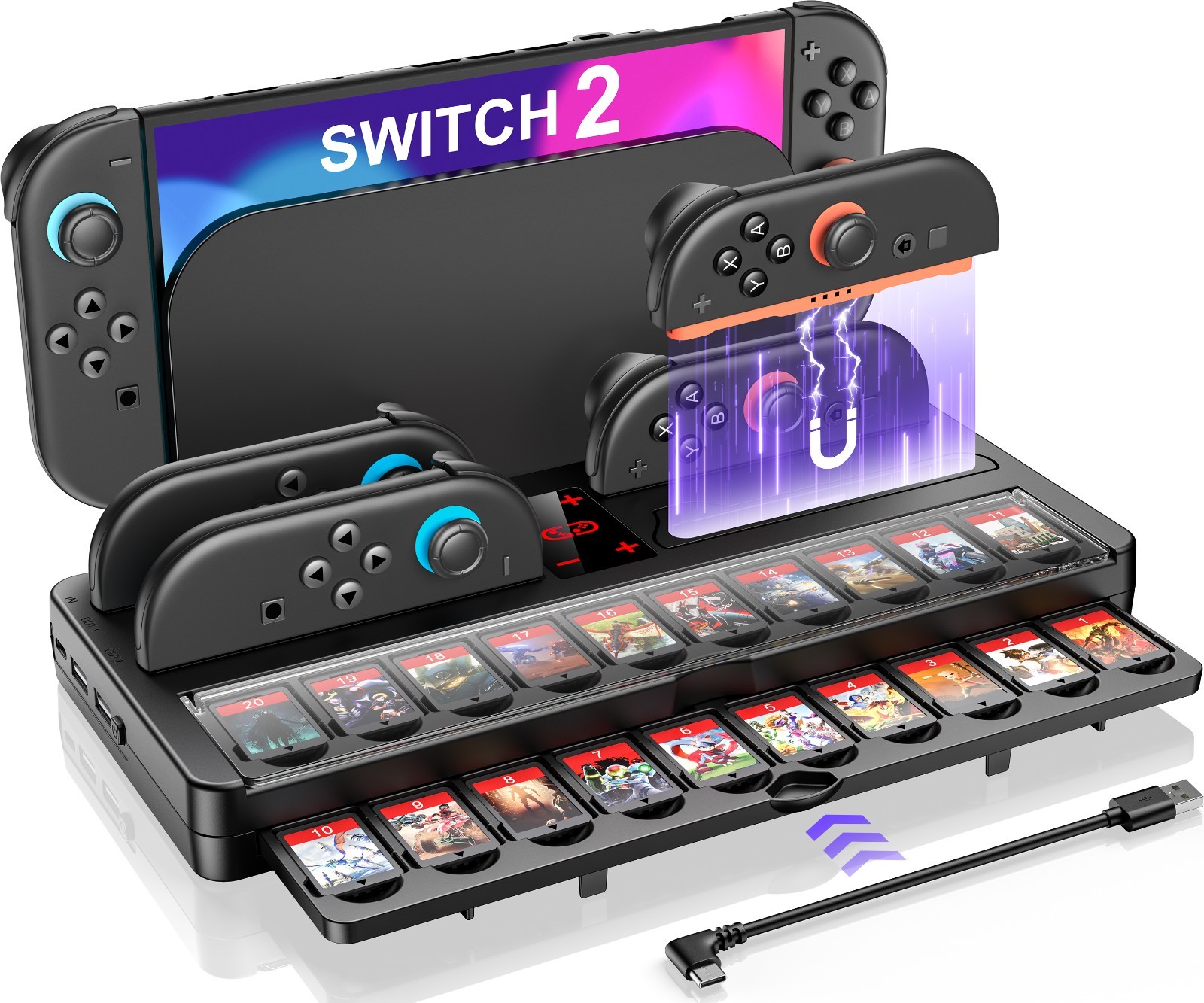 Switch 2 Charging Dock for Nintendo Switch 2025 4 Joy-Cons
