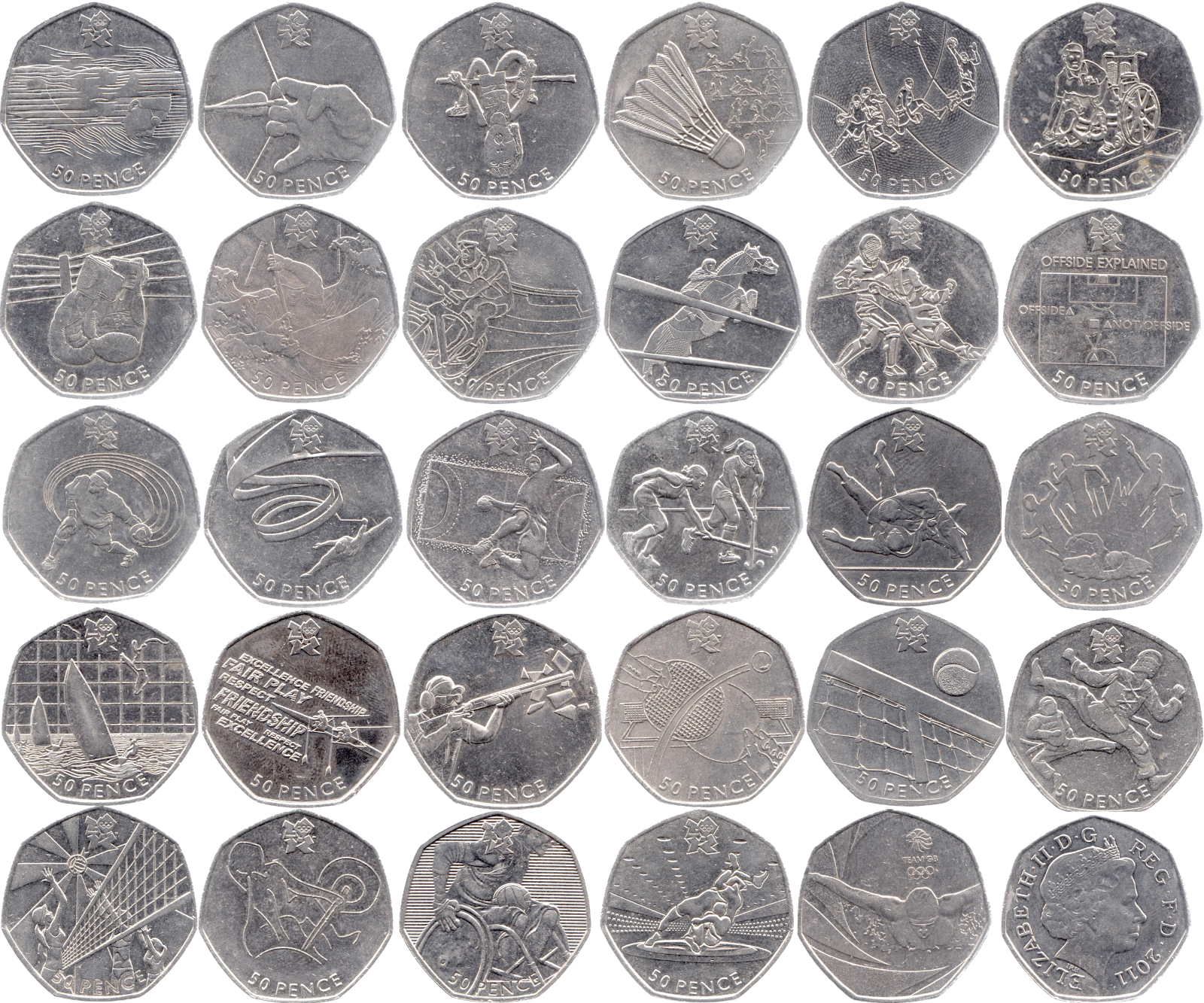 Tennis London 2012 Olympics Sports Collection 50p Pence Coin