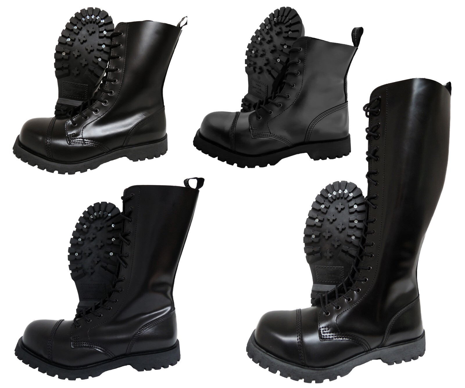 Boots & Braces Black Steel Toe Rangers 8 10 14 20 Hole Punk Boots & Braces Black Steel Toe Rangers 8 10 14 20 Hole Punk