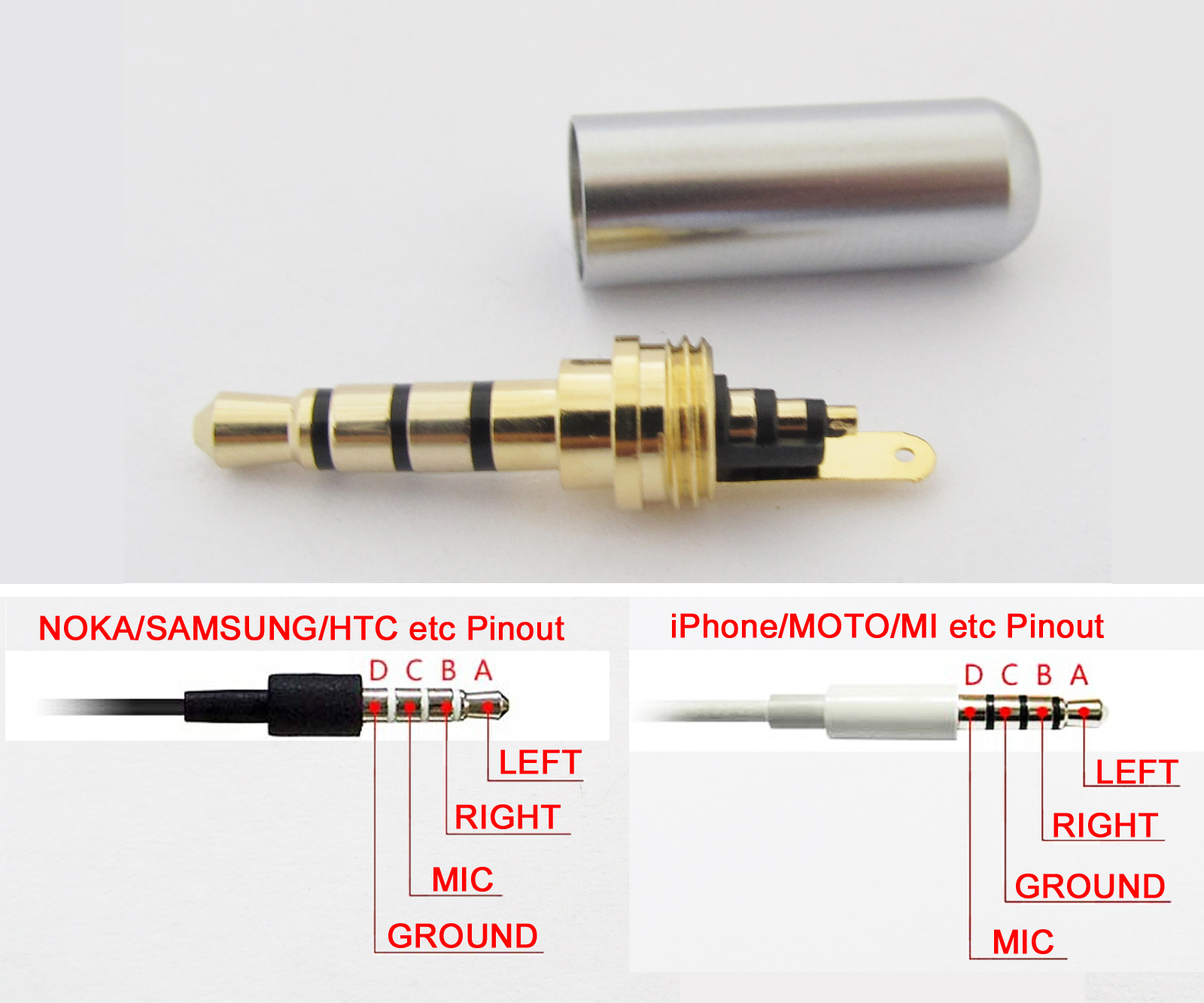 5pcs colors Gold 3.5mm 1/8