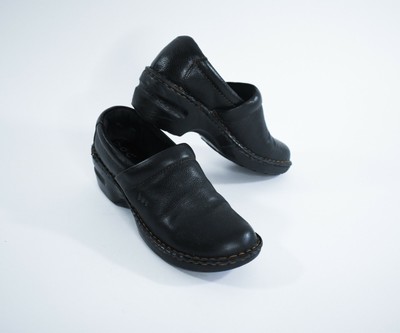 black leather womens slip ons