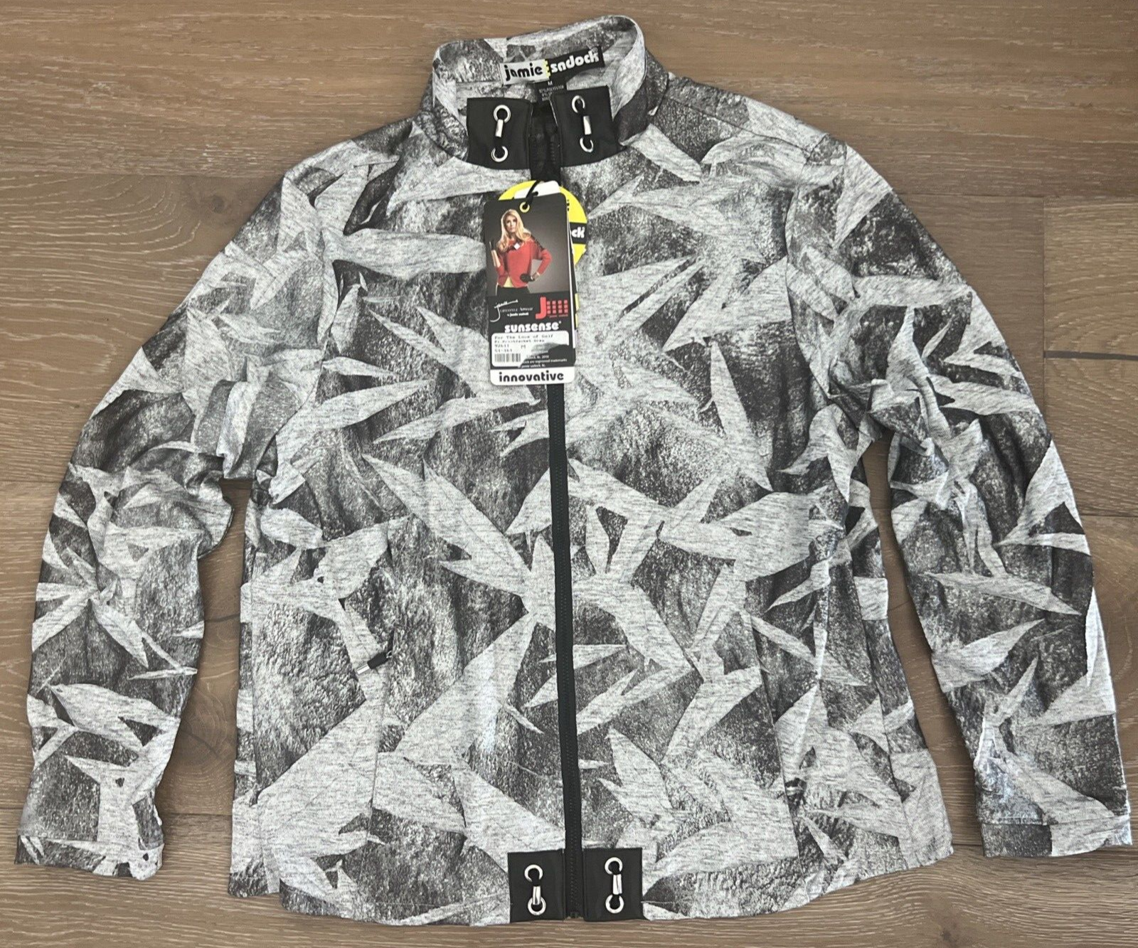 New Jamie Sadock Full Zip Golf Jacket Black/Silver - SPF 50