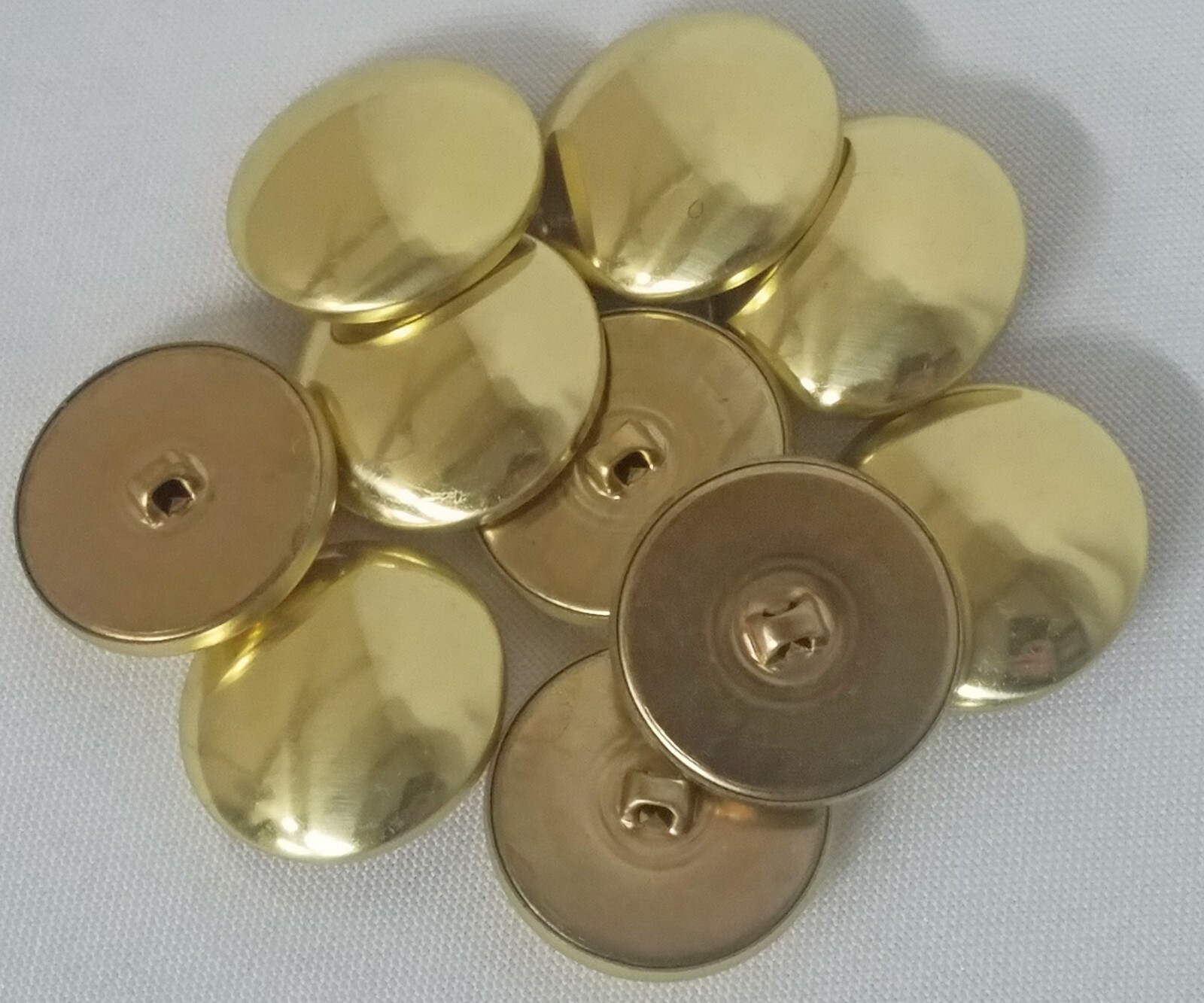 10 Count Buttons - Brass Metallic Gold Shank Dutch Costume Coat Buttons M211.41