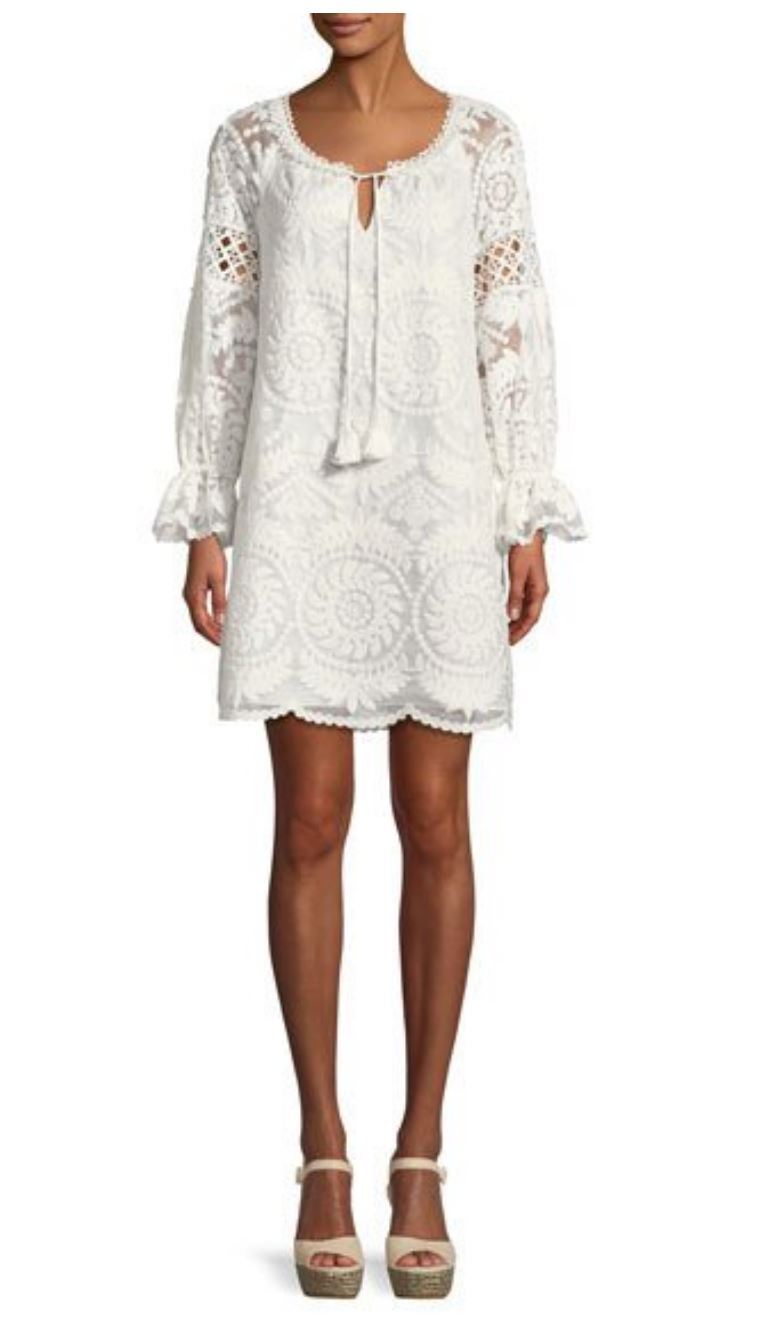 Pre-owned Kobi Halperin $600  Lace Silk Tunic Dress White Xs/s/m/l Absolutely Gorgeous