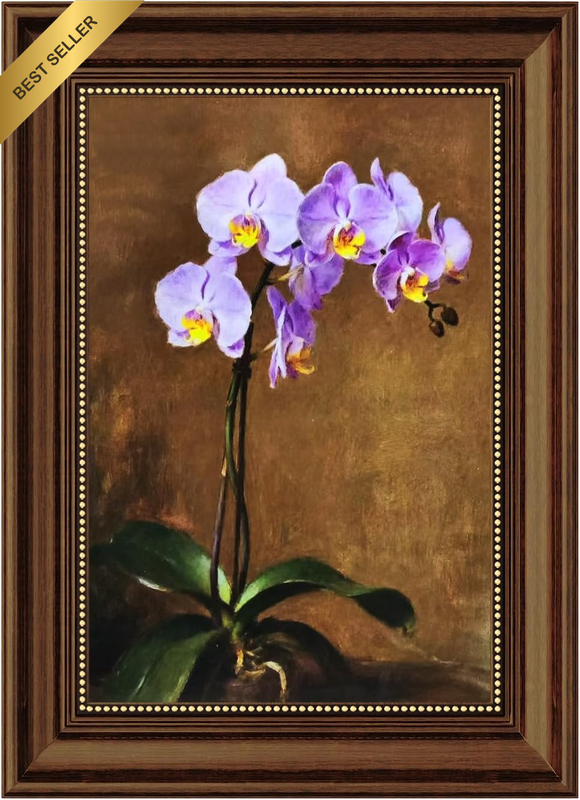 A3 Vintage Frame with 50X28 CM Purple Phalaenopsis Orchid Wall Art - Classic Flo