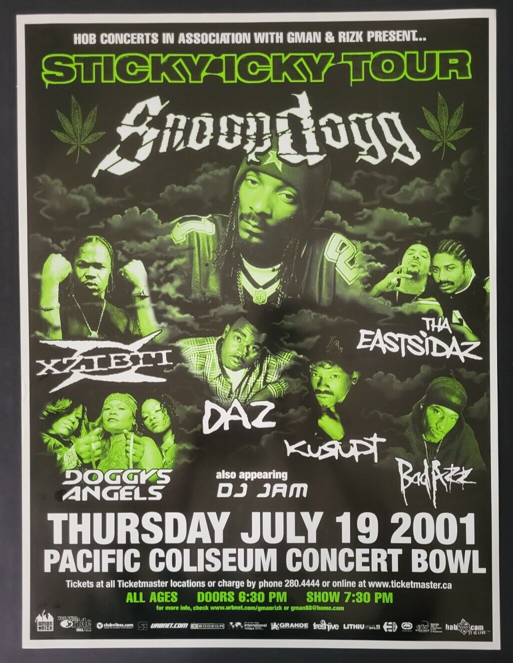 Snoop dogg Xzibit Tha Eastsidaz Tour Poster 2001 Vancouver