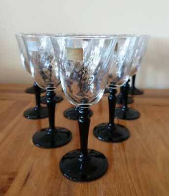 13x Vintage luminarc French Crystal swirl design wine glasses18cm Tall 125ml 60s