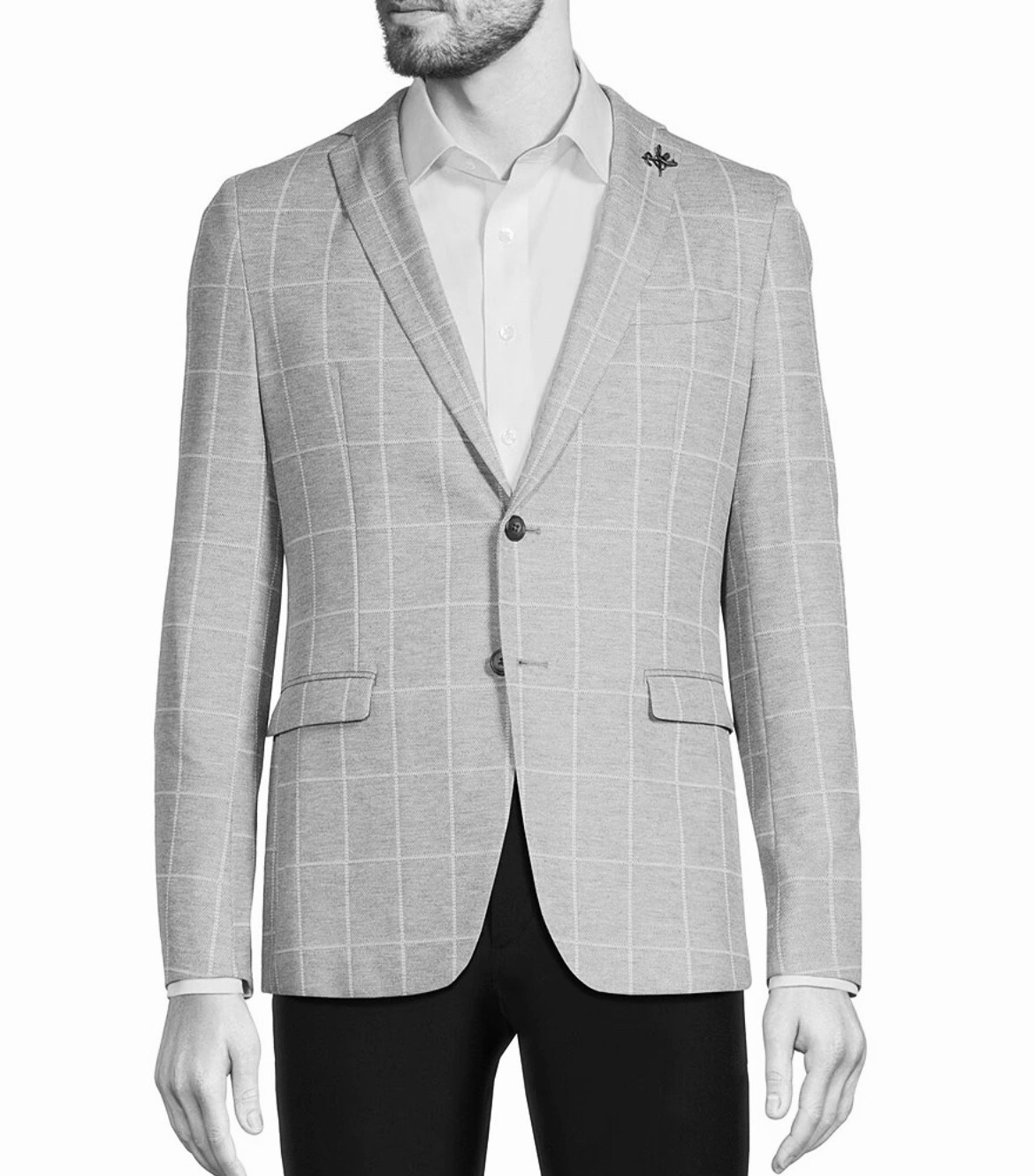 Pre-owned John Varvatos $598  Baxter Windowpane Blazer In Charcoal Gray Size:36