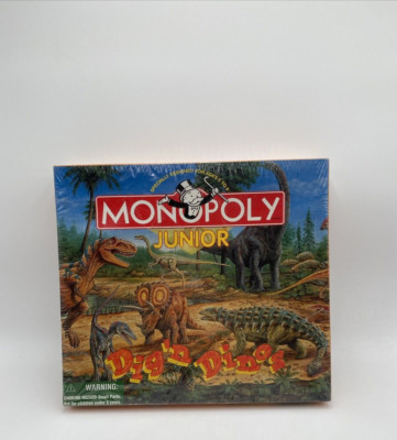 Monopoly Junior Vintage 1998 Dig'n Dinos Dinosaur Board Game NEW Sealed in Box