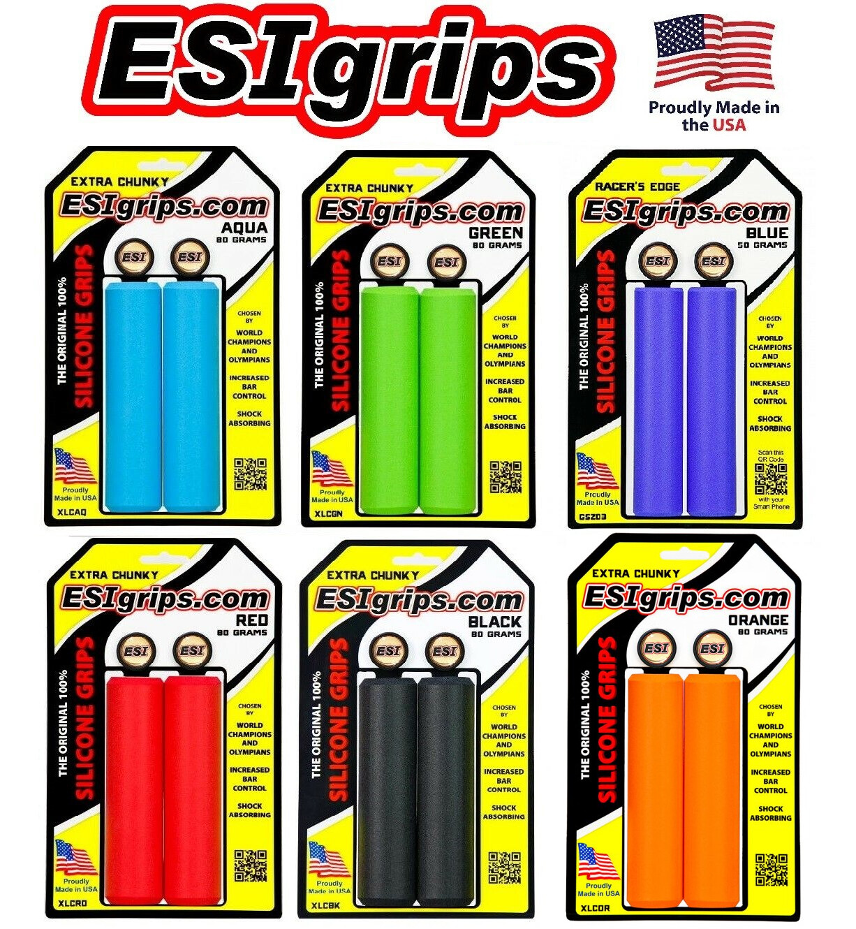 ESI EXTRA Chunky 34mm Soft Bike Grips 130mm Lightweight 80g