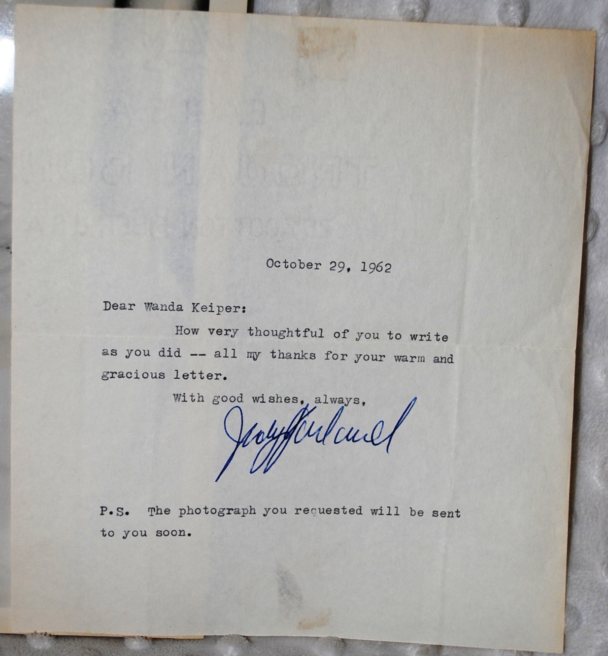 JUDY GARLAND  AUTOGRAPH RARE Hand Signed Photo & Letter Excellent