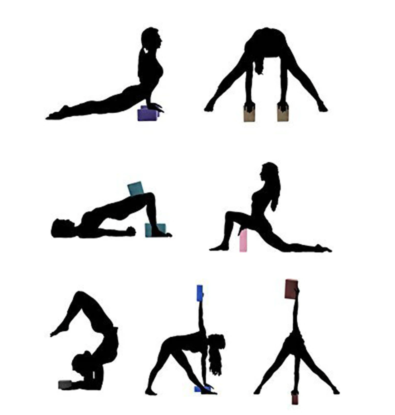 2 Pack EVA Yoga Block High Density Non-Slip Surface Easy Grip Black