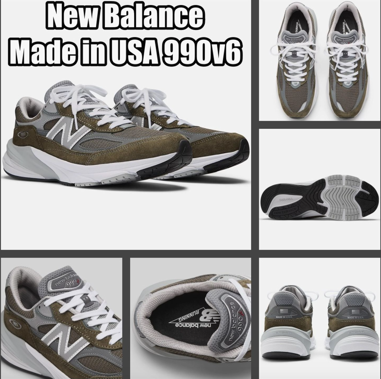 NIB Men's NEW BALANCE 990 v6 Made In USA U990OG6 Shoes