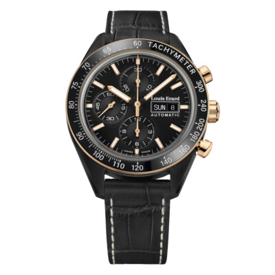Pre-owned Louis Erard Louiserard Sportive, M, Strp, Blk Chrno-d,s/s Blk Gld-b,m A