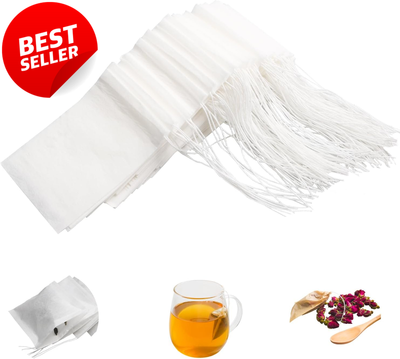 100 Pcs Tea Filter Bags Drawstring Loose Leaf Tea Bags Unbleached Paper - US