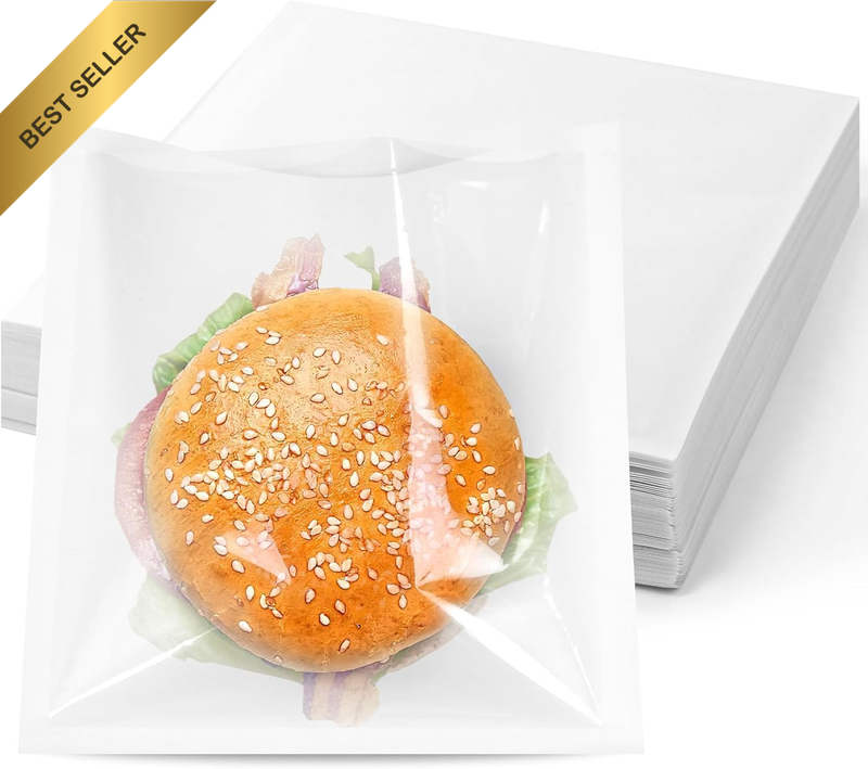 200 Kraft Paper Bakery Bags Window Bread Sandwich Donut Cookie