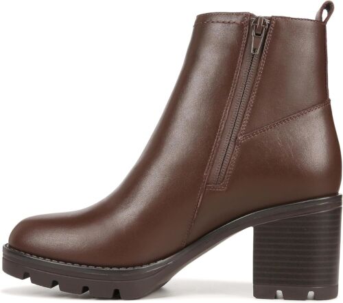Pre-owned Naturalizer Womens Verney Weatherproof Lug Sole Boot In Chocolate Leather Brown