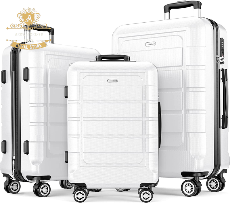 Luggage Sets Expandable PC+ABS Durable Suitcase Double Wheels TSA Lock Black 3Pc