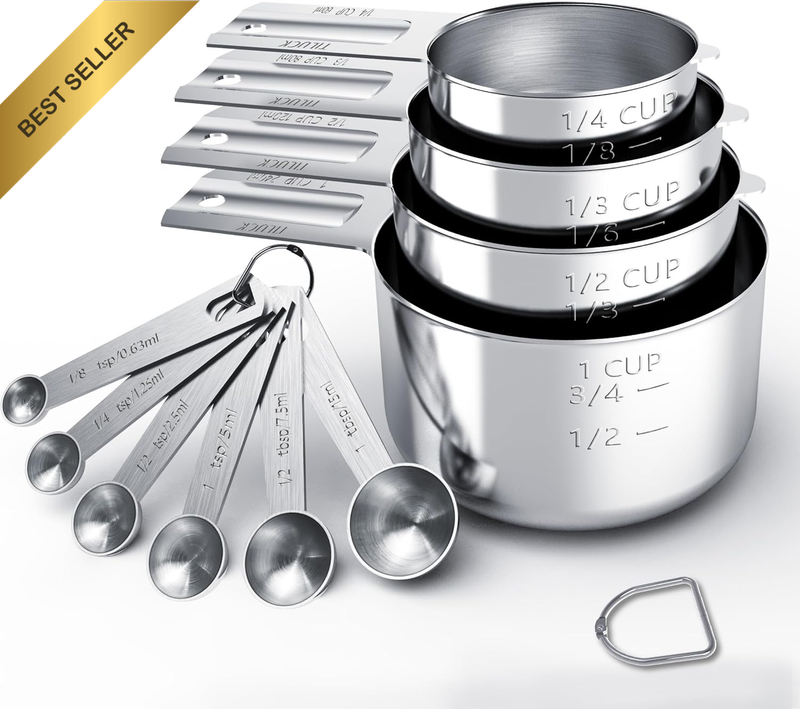 Stainless Steel Measuring Cups & Spoons Set, Cups and Spoons,Kitchen Gadgets for