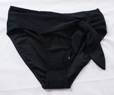 Venus Women's Mid Rise Tie Front Bikini Bottom CF6 Black Beauty Size 8 NWT