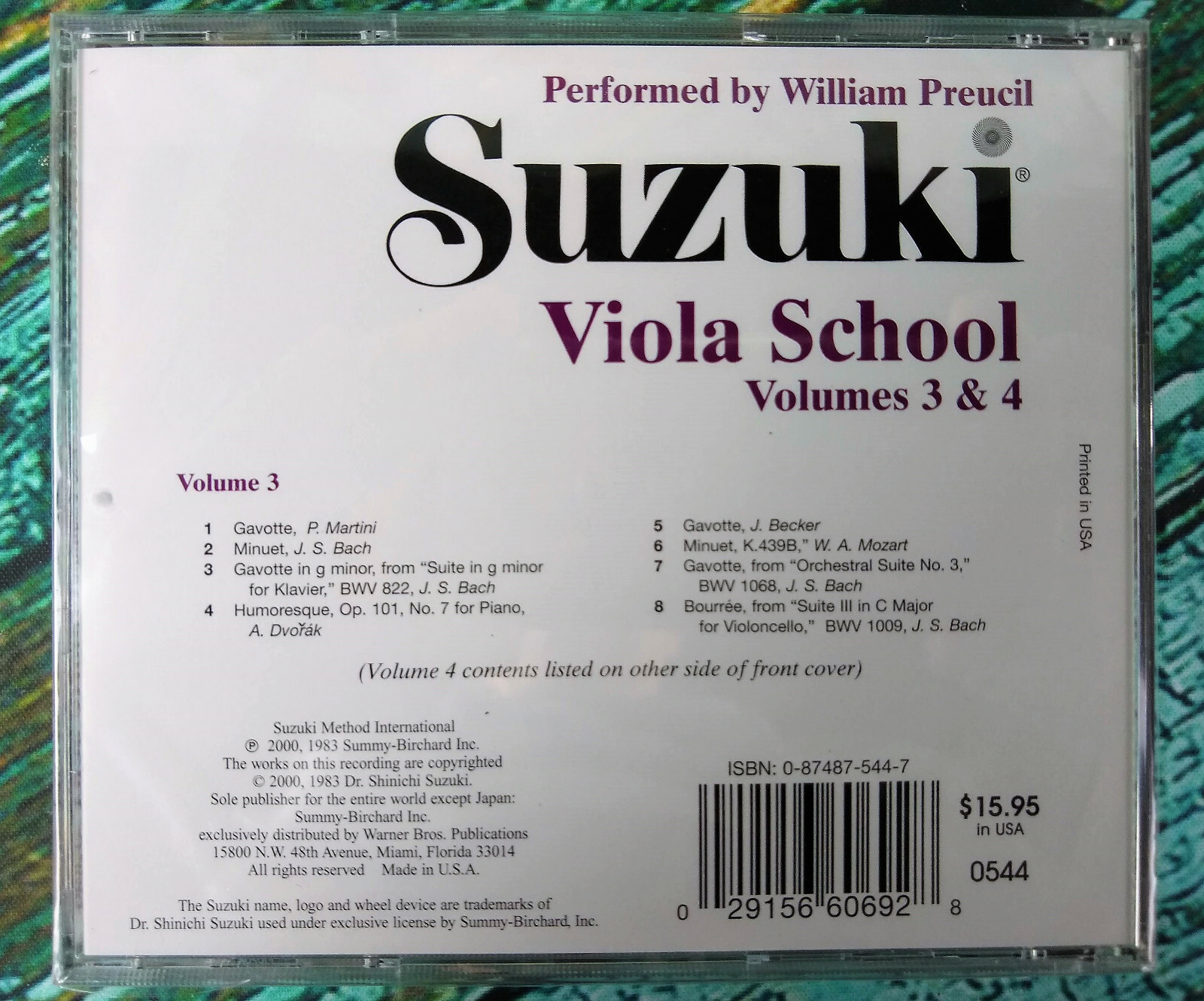 New! SUZUKI VIOLA SCHOOL CD VOLUMES 3 & 4 Revised William Preucil 0544