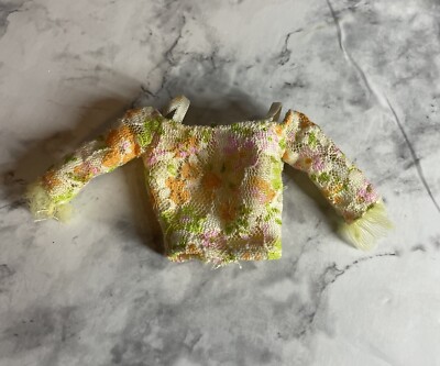 Spring Scene Barbie Doll 2005 Mattel H8252 Orange & Green Floral Lace Top Only
