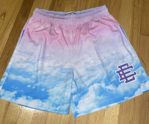 Pre-owned Eric Emanuel Exclusive “cloud” Pink, White & Blue Basic Shorts Limited Size Xxl