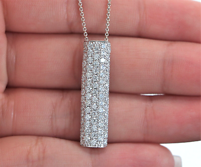 Diamond vertical bar pendant necklace sale
