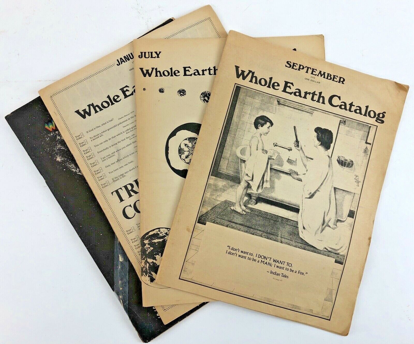 WHOLE EARTH CATALOG LOT (x4 ISSUES) SPRING 1970, JULY 1970, SEPT 1970, JAN 1971 WHOLE EARTH CATALOG LOT (x4 ISSUES) SPRING 1970, JULY 1970, SEPT 1970, JAN 1971