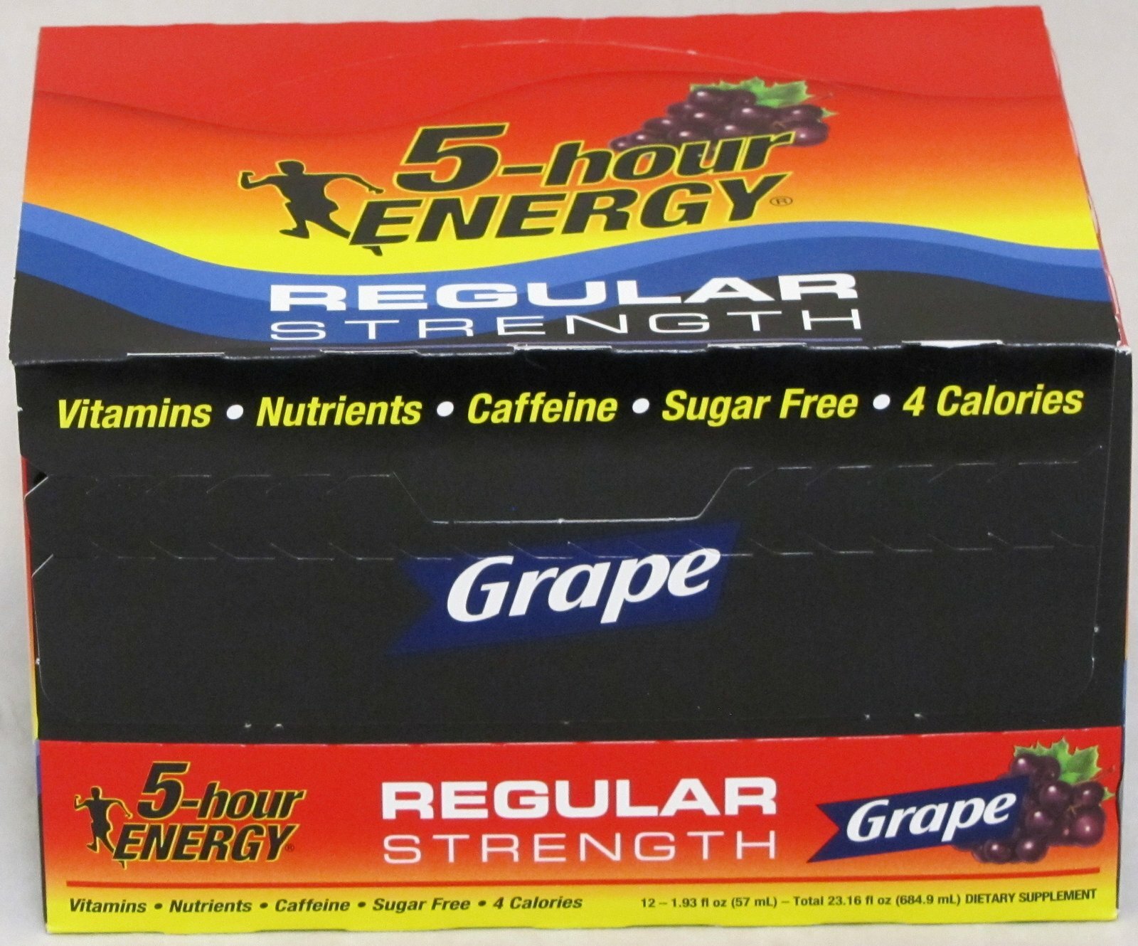 5 Hour Energy Grape Flavor 12 Count Box 1.93 oz Shots Sugar Free Ship Hr Five