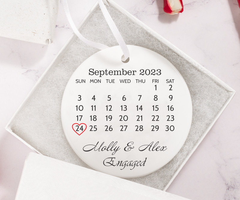 Engaged Christmas Ornament,Personalized First Christmas ornament engaged, Gift