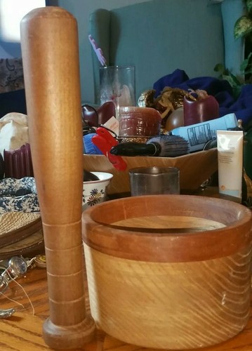 Large Hand Made Wooden Mortar And Pestel