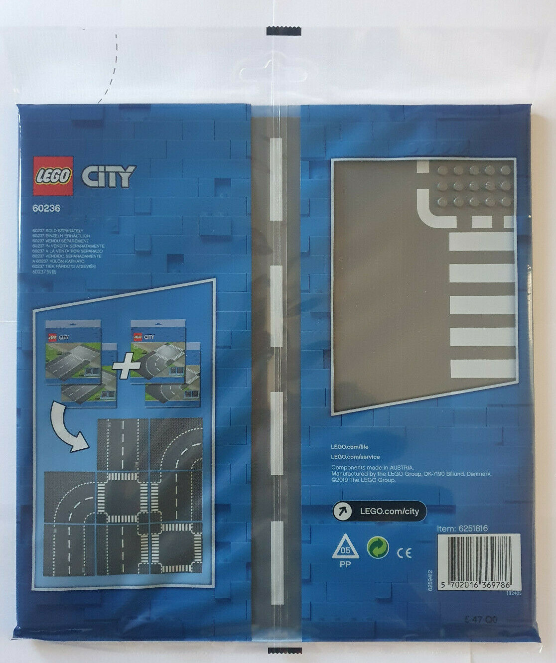 LEGO - CITY - Straßenplatten - Gerade und T-Kreuzung - 60236 - NEU OVP