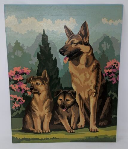 Paint by Number Painting Completed German Shepard Cute Dog Mid...