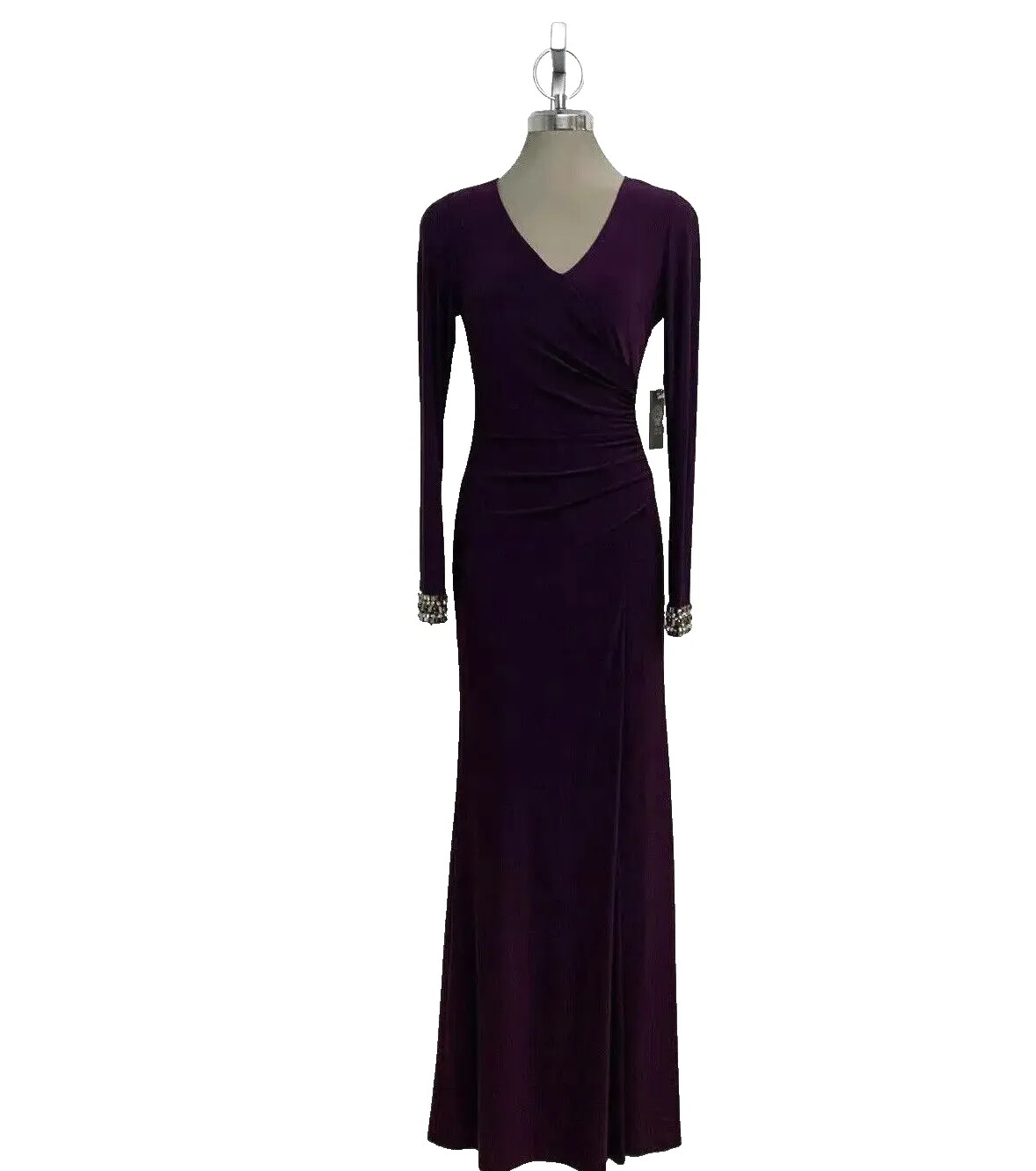 Новинка! Элегантное платье с длинными рукавами и рюшами цвета сливы от Vince Camuto, размер 4