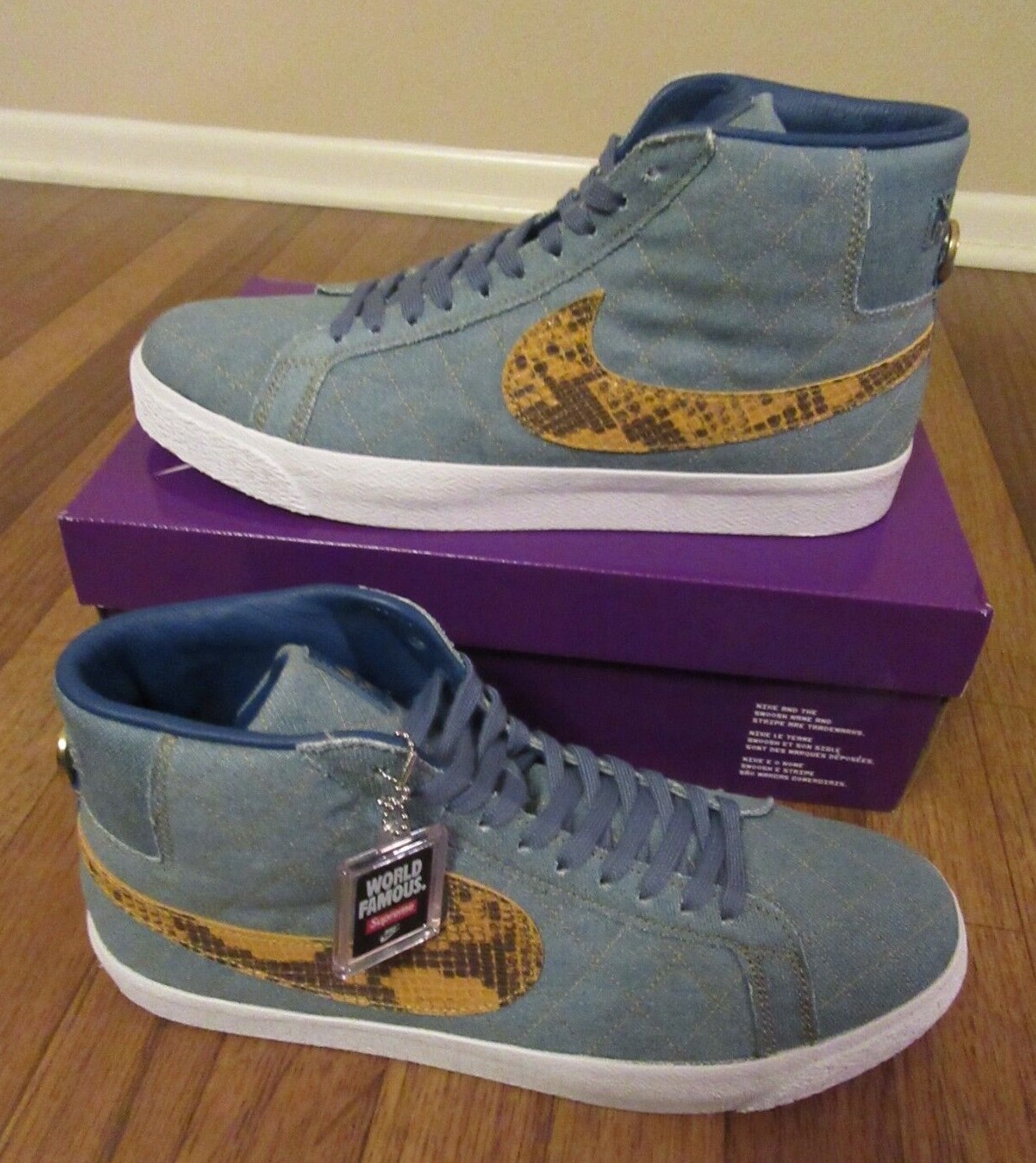 Supreme Nike SB Zoom Blazer Mid QS 2 Size 11.5 Denim DX8421