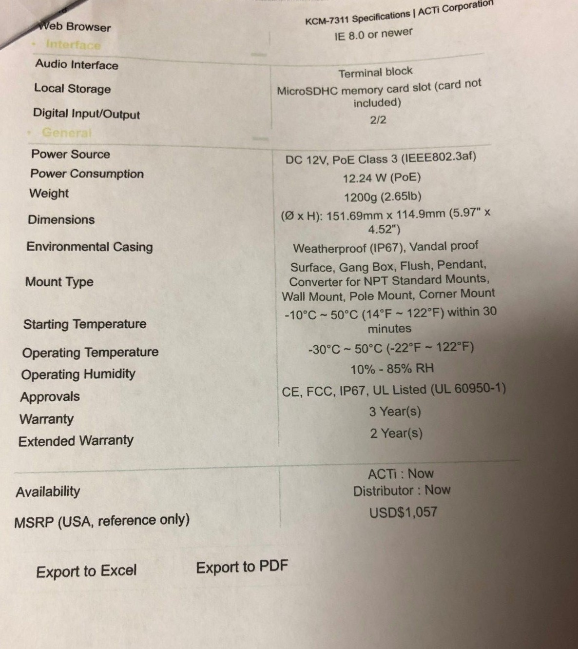 ACTi KCM 7311 4 MP Poe 3.6xZoom lens with f3.3-12mm camera