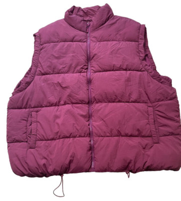 CottonUp Puffer Vest Active Plus Womens Zip Size 20/22 Red Plum Color New