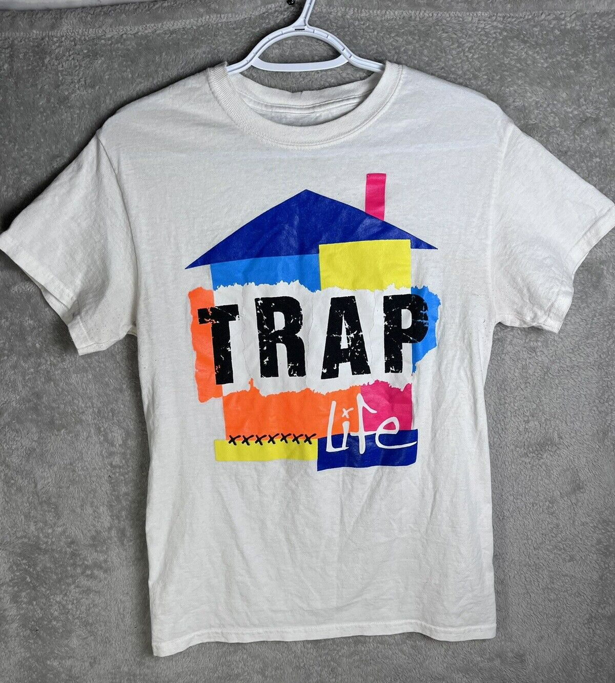 Trap Life T shirt oldskool color block 90's retro small