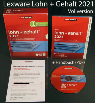Lexware Lohn + Gehalt 2021 Vollversion Box + CD, Handbuch (PDF), Updates OVP NEU