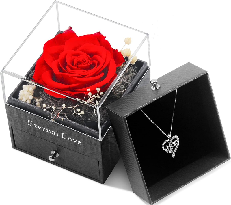 Gift for Mom Women Girlfriend Wife, Preserved Eternal Real Rose Flower Gift Box
