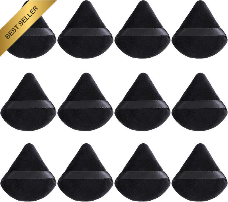 12 Pcs Triangle Powder Puffs, Ultra Soft Cotton Velour Face Makeup Puff for Sett